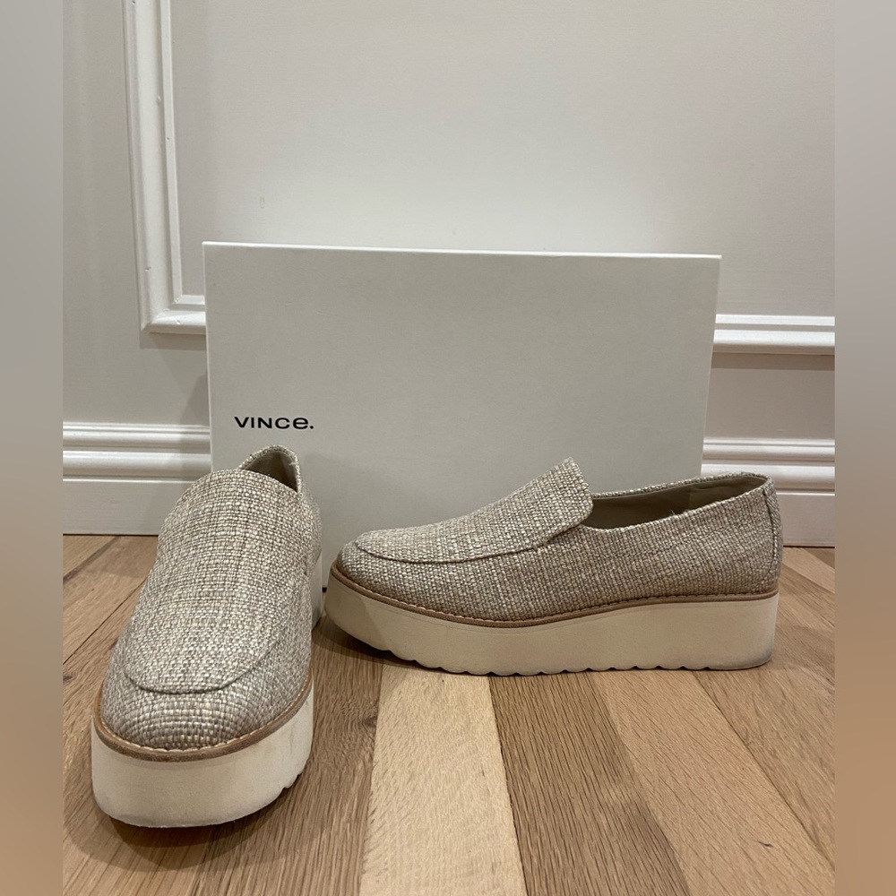 Vince Zeta Flatform Tweed Loafer, Size 37
